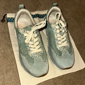 Tory Burch Sneakers Teal Green and Cream